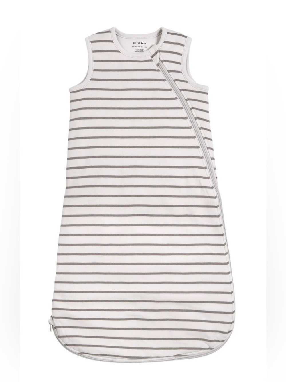Petit Lem White and Gray Striped Sleeveless Sleep Sack 6-18 mths 2 Tog new